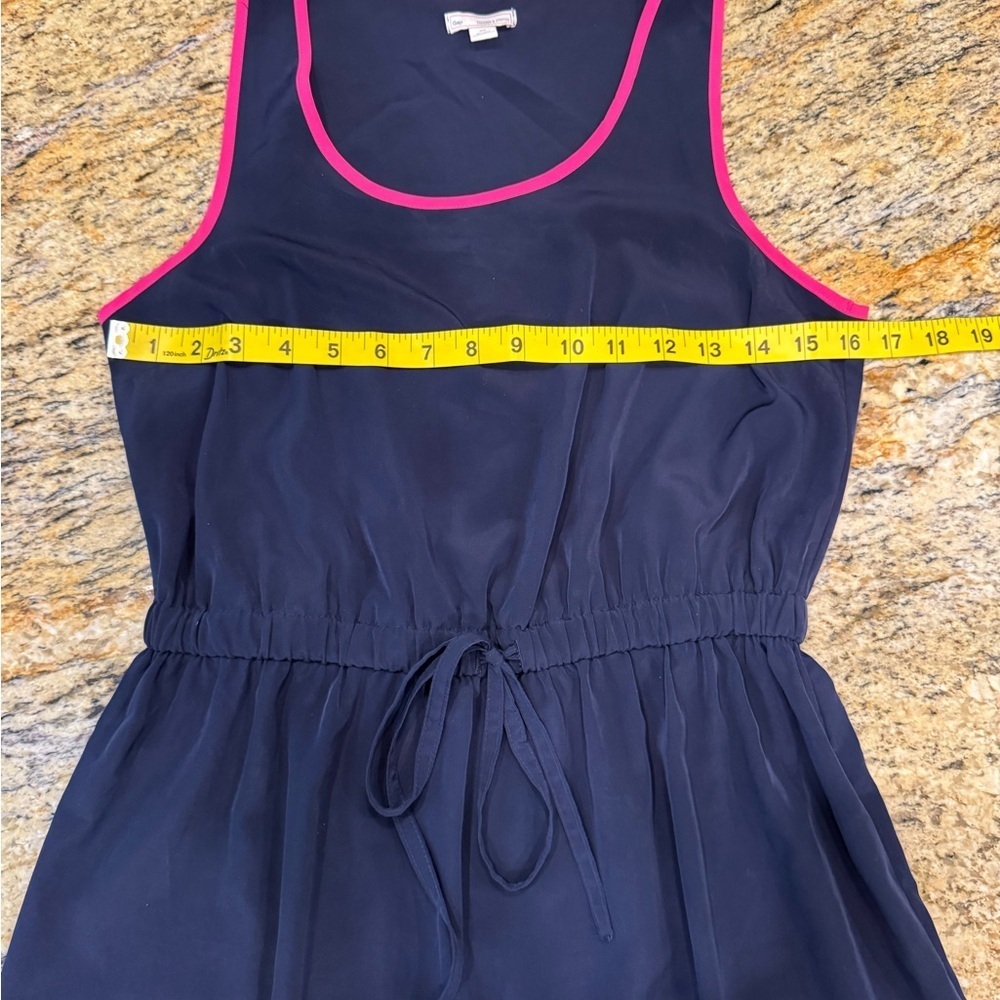 GAP Navy Blue Sleeveless Dress Hot Pink Contrast Trim Drawstring Waist Womens XS - Picture 6 of 7